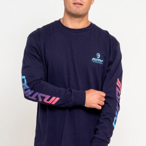 Spectrum Long Sleeve Tee | Navy-Aqua Blue